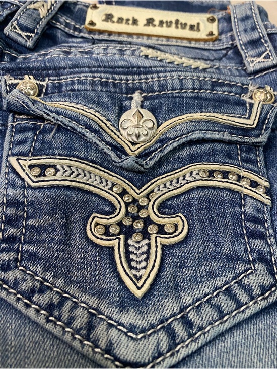 Rock Revival Denim - Rock Revival Etty Skinny Jeans Size 26 Embellished Y2K Heavy Stitch